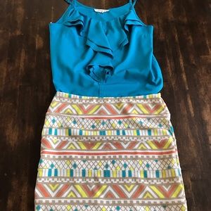 Geometrical printed mini skirt size M